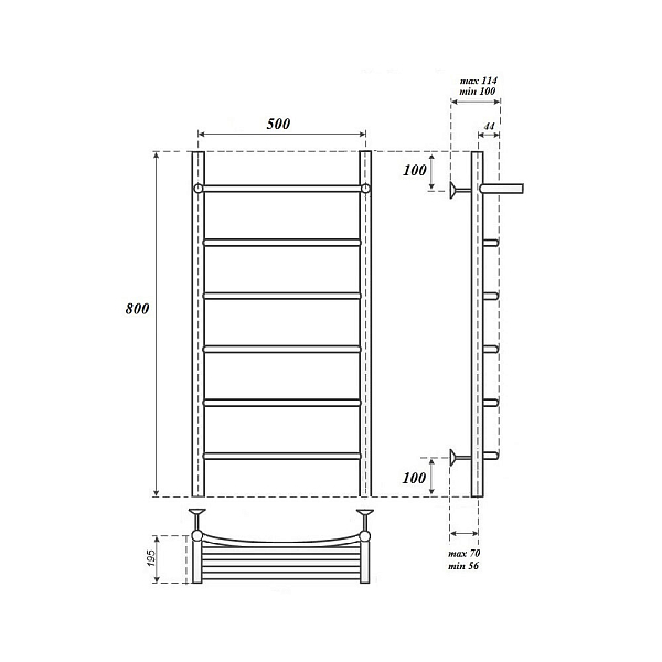 Полотенцесушитель электрический Point Афина П5 80х50 хром , изображение 4