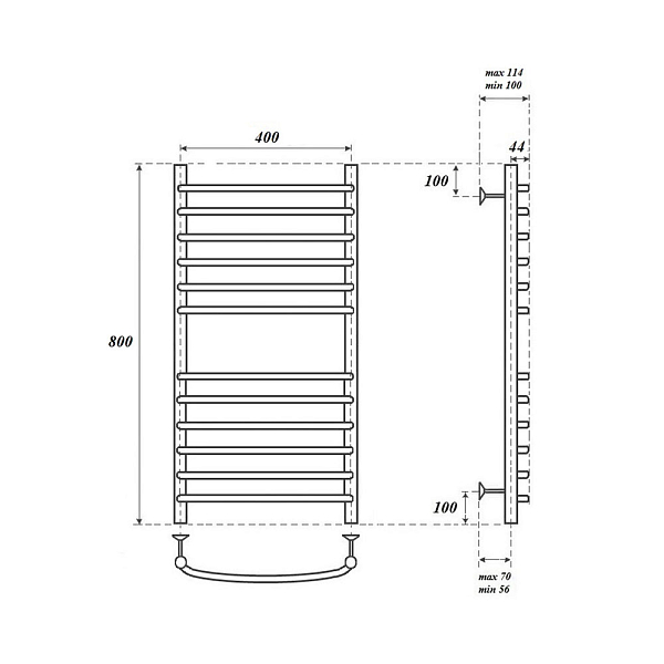 Полотенцесушитель водяной Point Альфа П12 80х40 хром , изображение 3