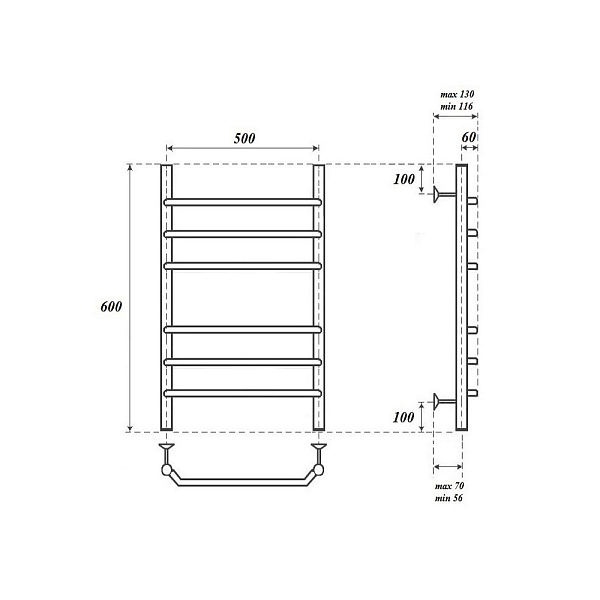 Полотенцесушитель водяной Point Венера П6 60х50 хром , изображение 3