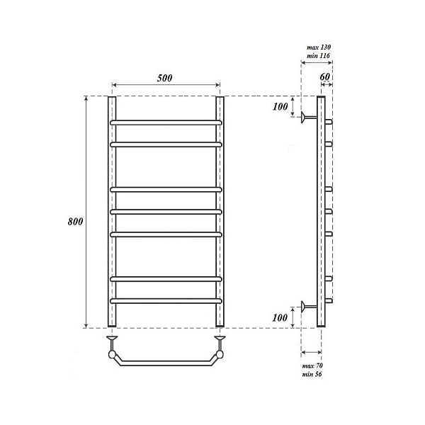 Полотенцесушитель электрический Point Венера П7 80х50 хром , изображение 4