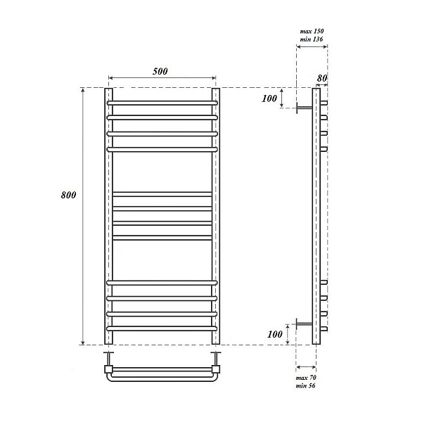 Полотенцесушитель электрический Point Омега П12 80х50 хром , изображение 4