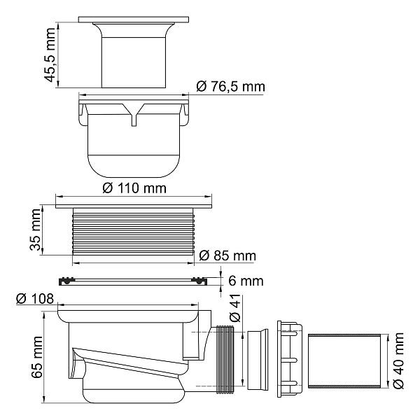 Сифон для поддона Wasserkraft D455 , изображение 2