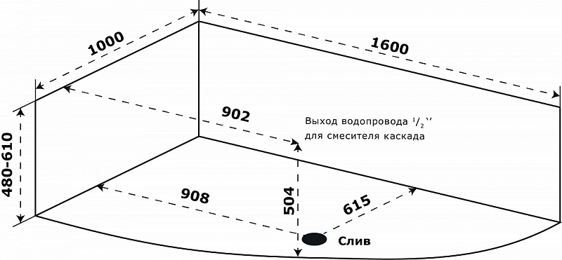 Акриловая ванна Azario Микона 160х100 L , изображение 5