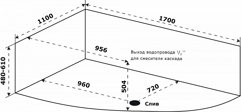 Акриловая ванна Azario Микона 170х110 L , изображение 5