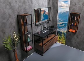 Фото Шкаф Armadi Art Loft 30 дуб темный, черный открытый