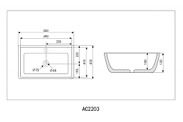 Изображение Раковина Abber Rechteck AC2203MB 50 см Раковина Abber Rechteck AC2203MB 50 см , изображение 5
