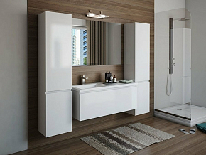 Фото Тумба с раковиной Эстет Dallas Luxe 105 L белая подвесная 1 длинный ящик
