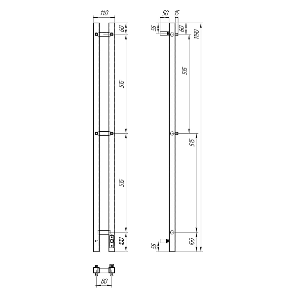 Полотенцесушитель электрический Point Гермес П3 8x120 , изображение 5