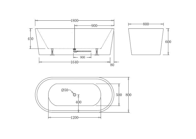 Акриловая ванна BelBagno BB71-1800-W0 180х80 , изображение 3