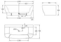 Акриловая ванна BelBagno BB74-NERO-W0 165х78 , изображение 3