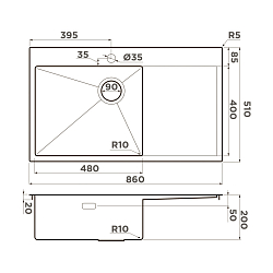 Фото Мойка кухонная Omoikiri Akisame 86-LG-L Side светлое золото