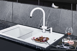 Изображение Мойка кухонная Omoikiri Sumi 86-WH белый Мойка кухонная Omoikiri Sumi 86-WH белый , изображение 2