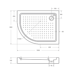 Фото Поддон для душа Cezares TRAY-A-RH-100/80-550-15-W-R