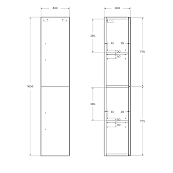 Фото Шкаф-пенал BelBagno Aurora 1600-2A-SC-BL-P-L