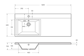 Фото Мебельная раковина BelBagno Marino BB1200/480-LV-MR-L 120 L