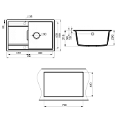 Изображение Мойка кухонная Point Лаура 78 PN3005B черная Мойка кухонная Point Лаура 78 PN3005B черная , изображение 3