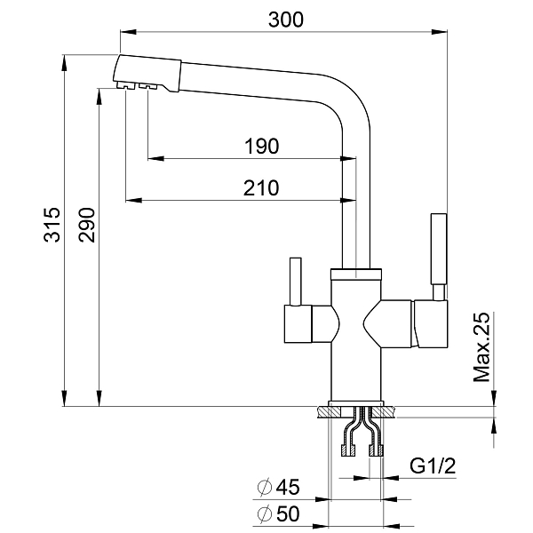 Смеситель Point PN3103GR для кухонной мойки , изображение 2