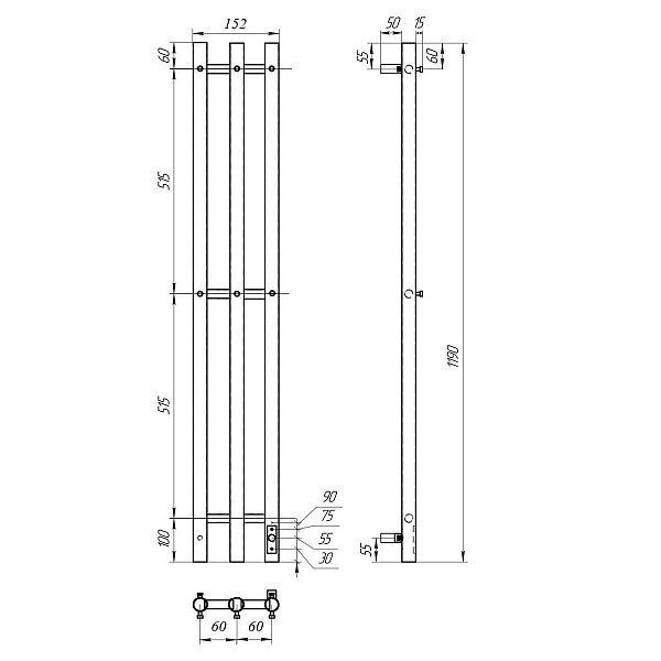Полотенцесушитель электрический Point Деметра П3 12x120 белый , изображение 5