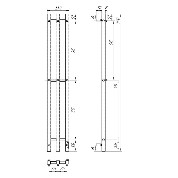 Полотенцесушитель электрический Point Гермес П3 12x120 белый , изображение 5
