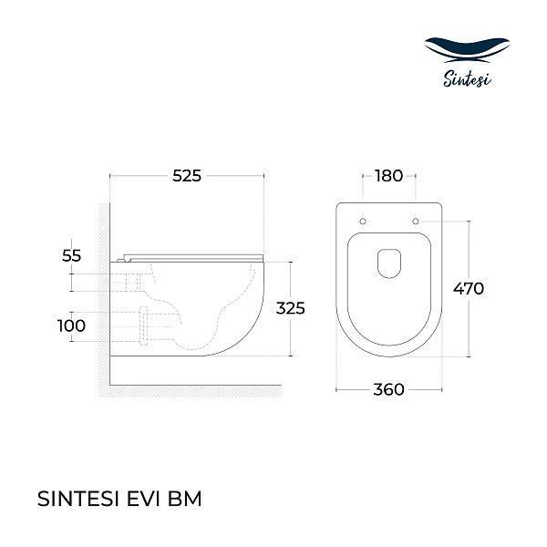 Унитаз подвесной Sintesi Evi SIN-TS-EVI-151BM , изображение 6