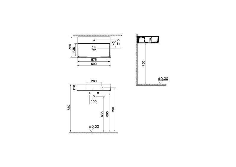 Раковина Vitra ArchiPlan 7401B003-0001 60 см , изображение 2