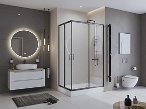 Фото Душевой уголок BelBagno Uno-195 AH-2-100/80-C-NERO