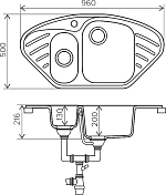 Изображение Мойка кухонная Polygran F-14 96х50 белая №26 Мойка кухонная Polygran F-14 96х50 белая №26 , изображение 2