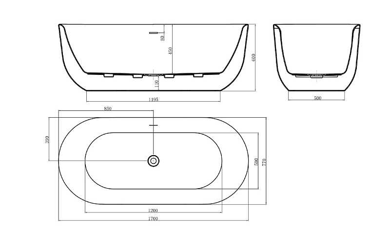 Акриловая ванна BelBagno BB706-1700-770 170x75 , изображение 8