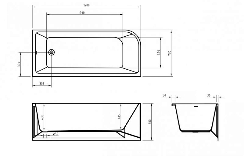 Акриловая ванна BelBagno BB712-1700-730-R 170x75 , изображение 8