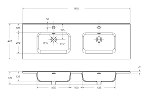 Фото Мебельная раковина BelBagno BB1400-2-ETL 140 см