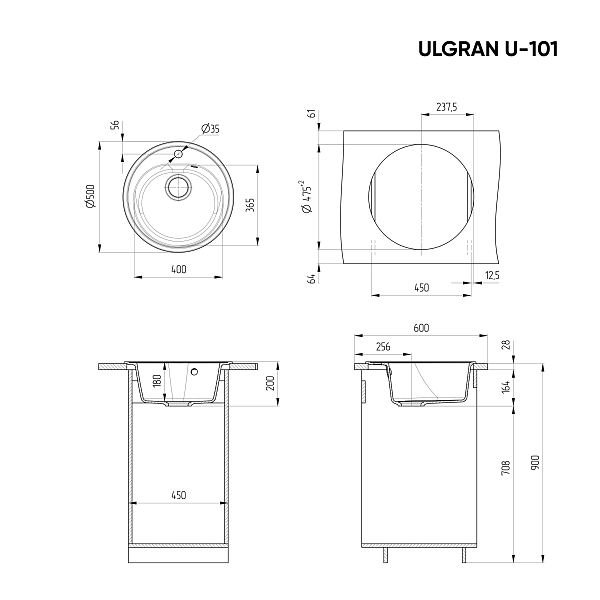 Мойка кухонная Ulgran U-101-328 бежевый , изображение 3