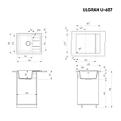 Изображение Мойка кухонная Ulgran U-607-310 серый Мойка кухонная Ulgran U-607-310 серый , изображение 2