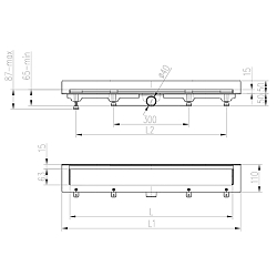 Фото Душевой лоток Azario D40 Klasik AZ-CH 850 KC2 с черной решеткой 85 см